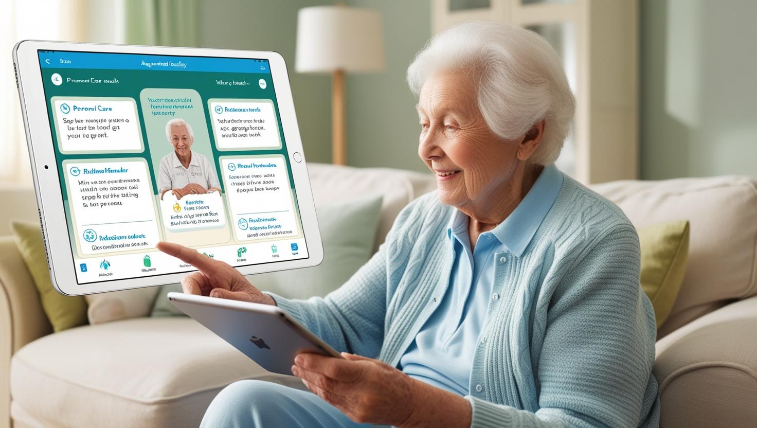create a picture for this_ AUGMENTED REALITY APPROACH FOR PERSONAL CARE and support for old people